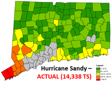 Actual outages from Hurricane Sandy (2012) in Eversource CT service territory